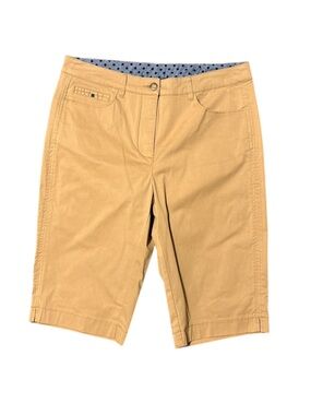 Tribal Dune Tan Bermuda Shorts Stretch Cotton Polka Dot Waistband 8